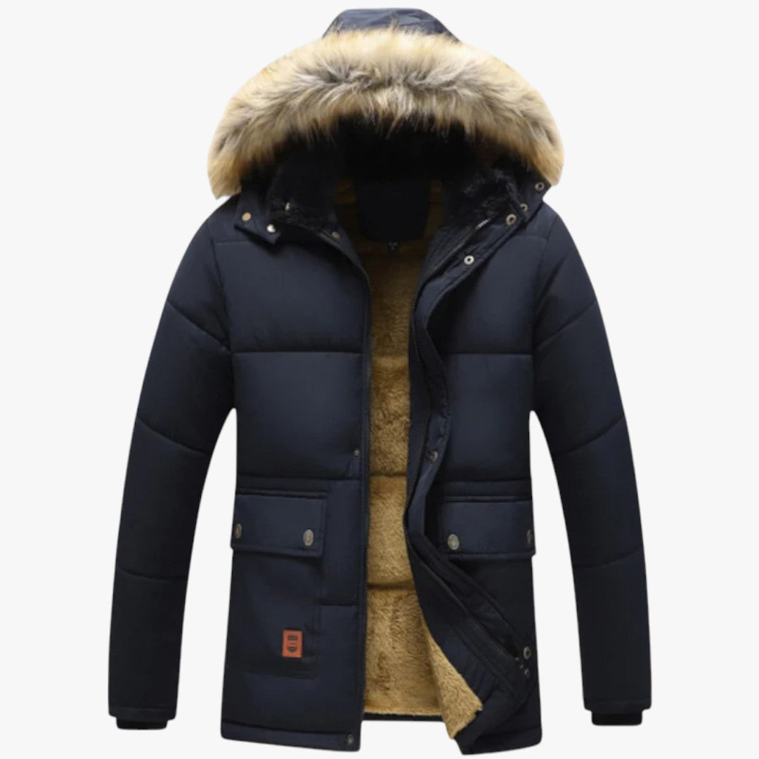 Herren Winterparkajacke mit Reißverschluss und Kapuze