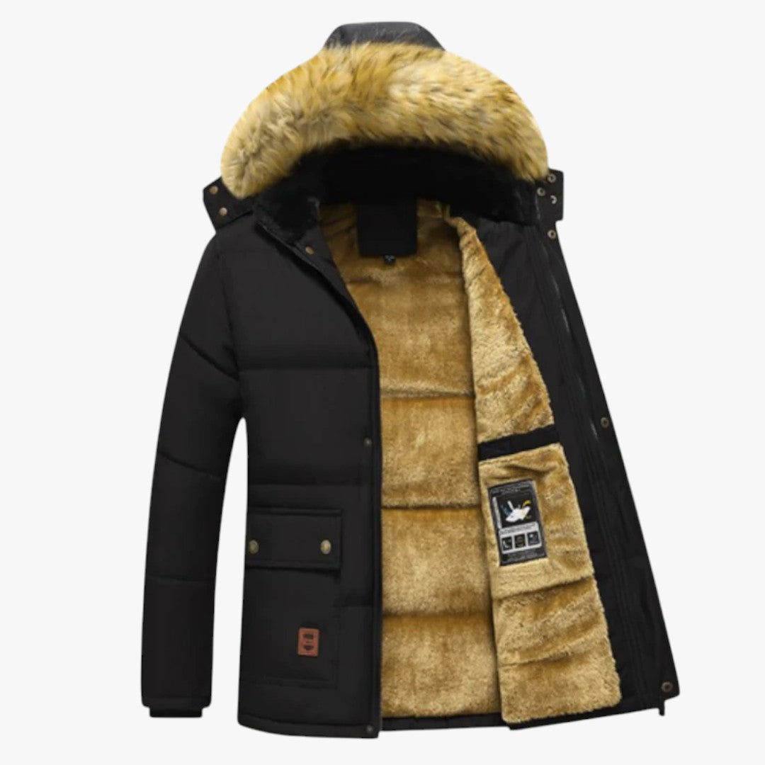 Herren Winterparkajacke mit Reißverschluss und Kapuze