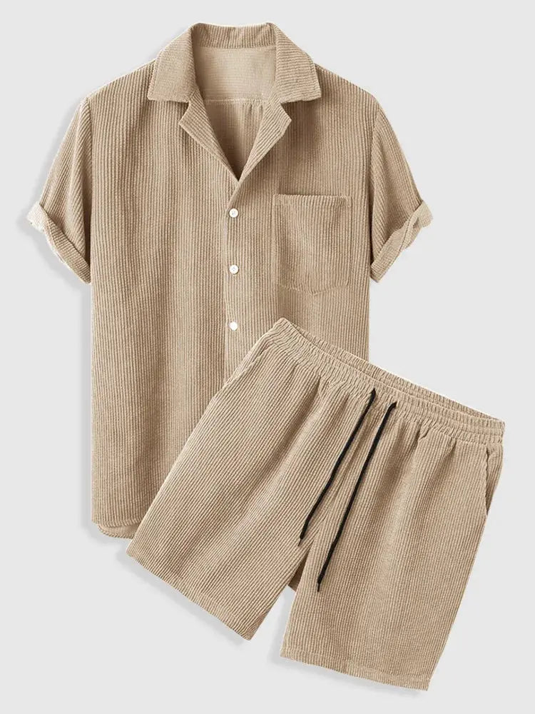 ZVNT set Minimalistisches Corduroy-Set: Shorts und Shirt für Stilbewusste