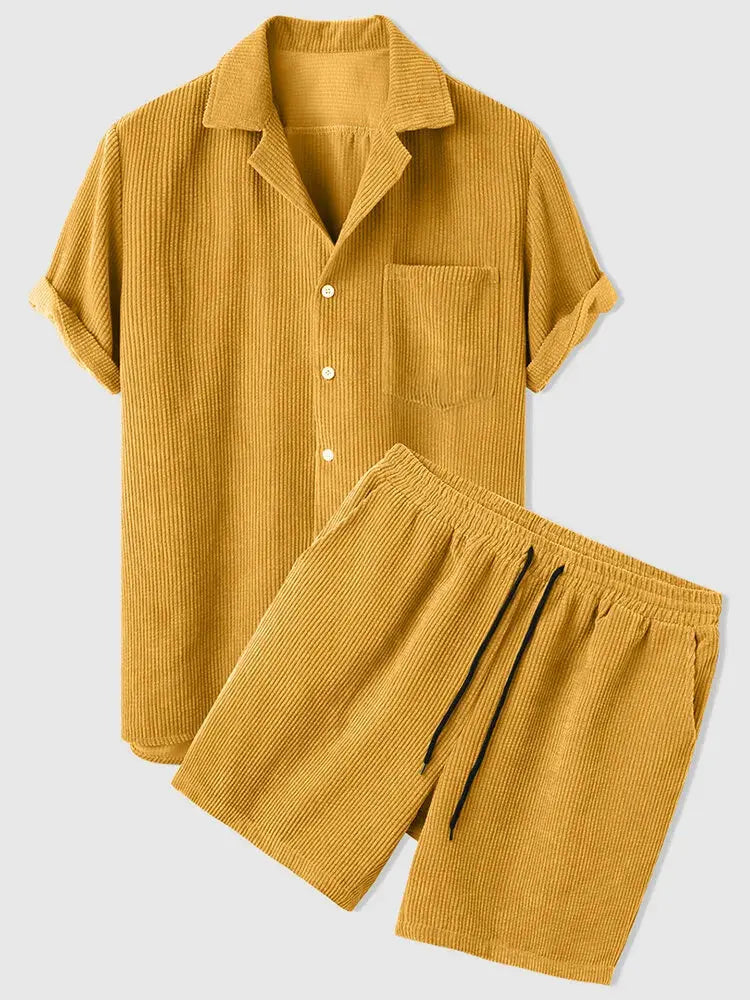 ZVNT set Minimalistisches Corduroy-Set: Shorts und Shirt für Stilbewusste