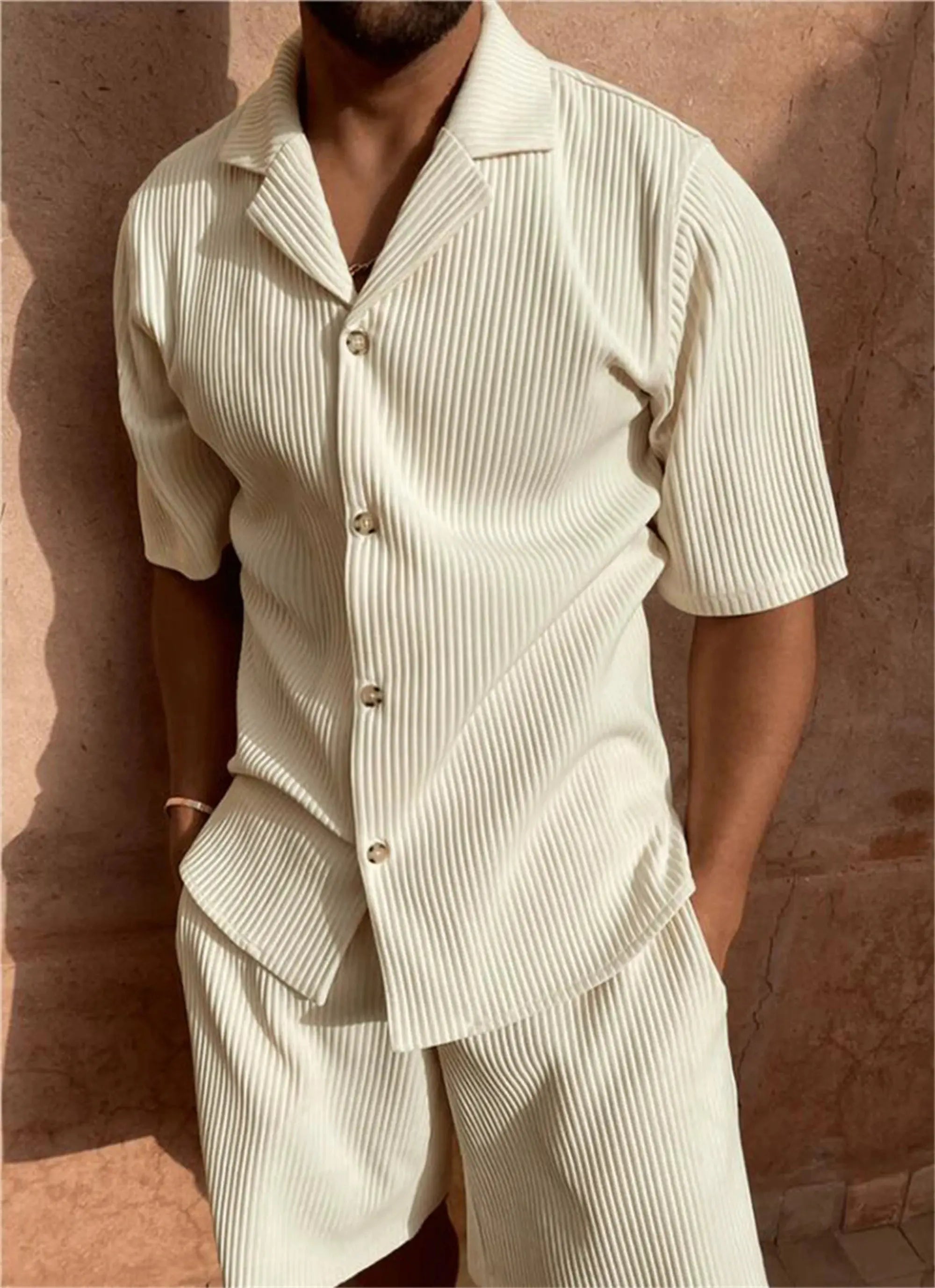 ZVNT shirt Minimalistisches Corduroy-Set: Shorts & Shirt für Stilbewusste