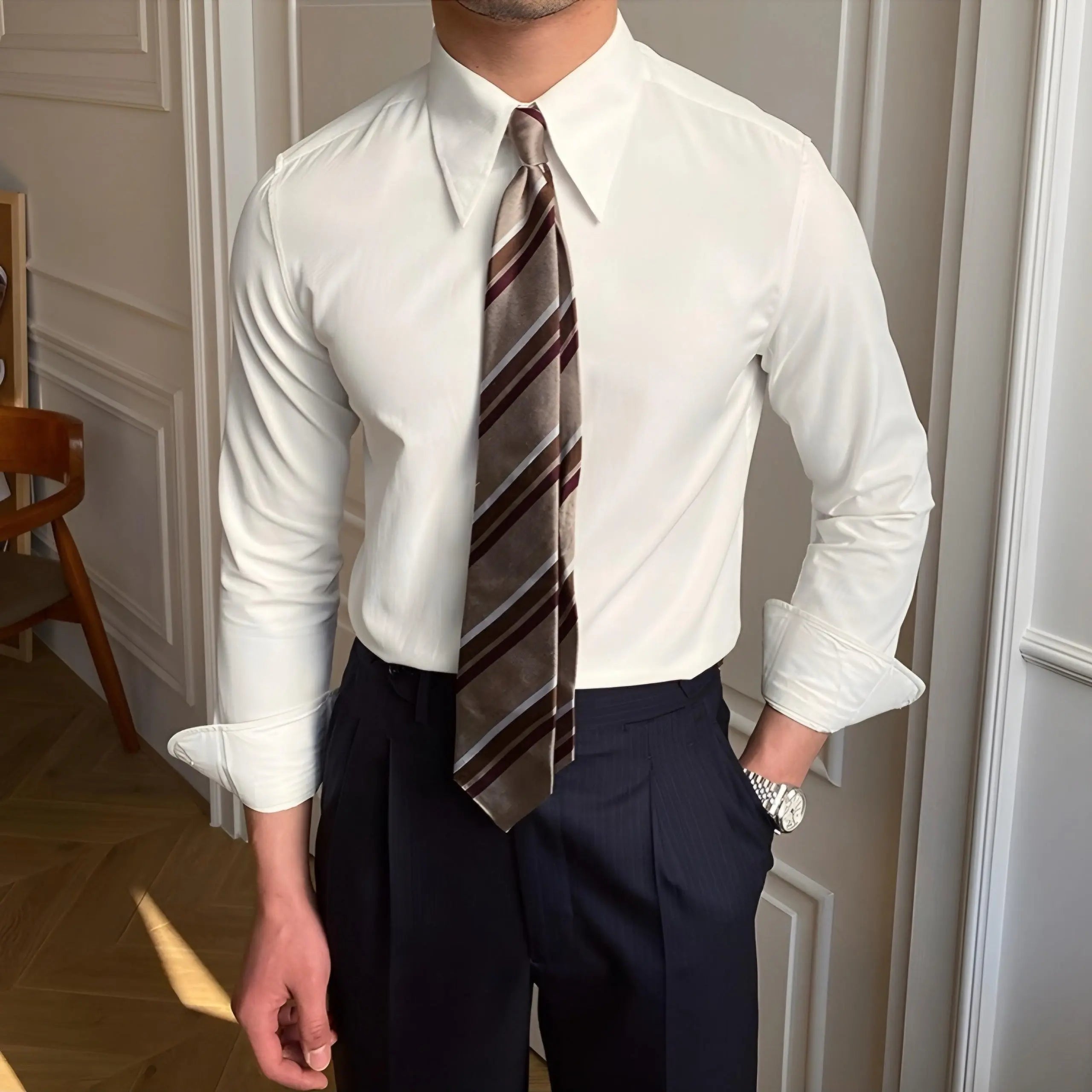 ZVNT shirts Elegantes Spearpoint-Kragenhemd für stilbewusste Herren
