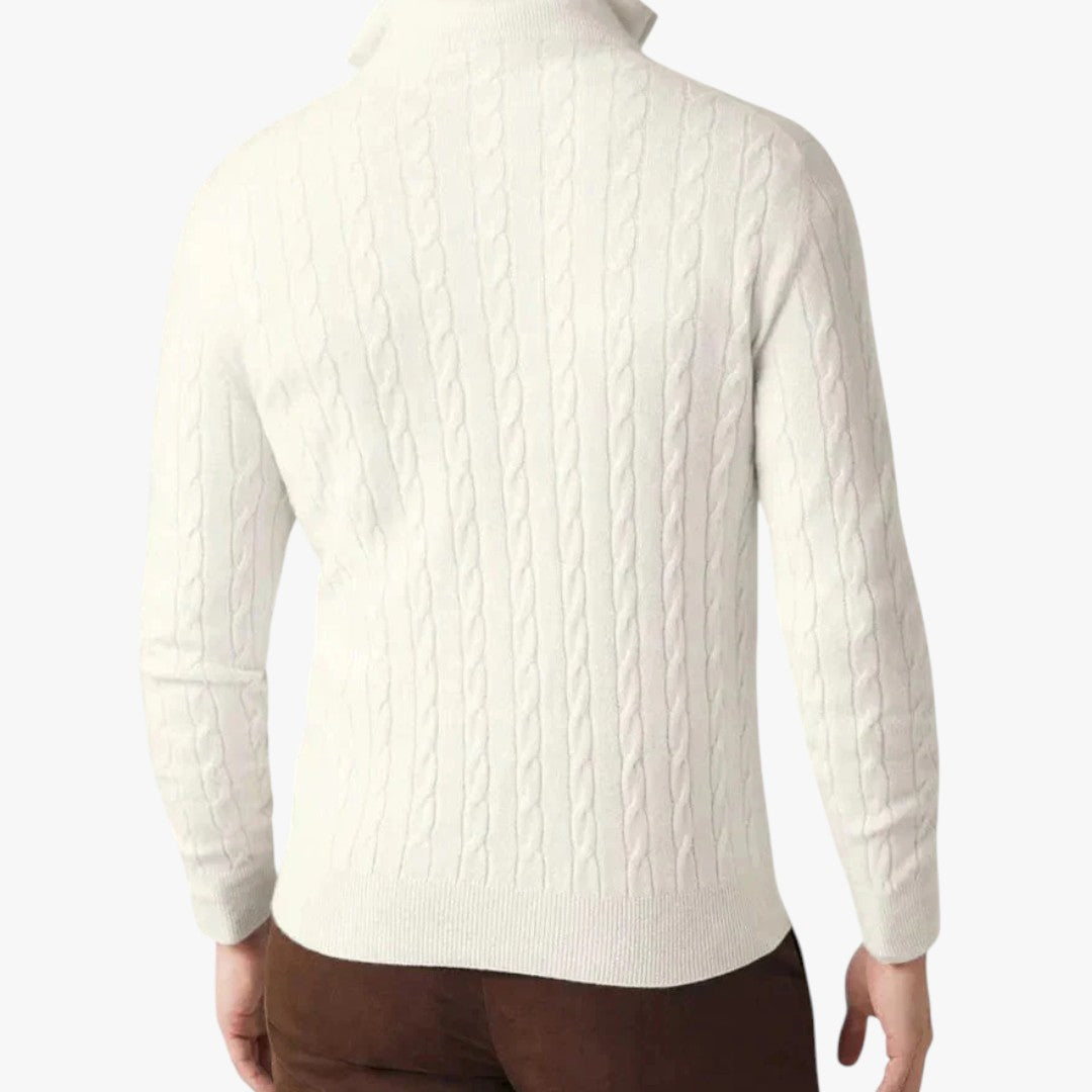 Herren Winterpullover mit Zopfmuster und Reißverschluss