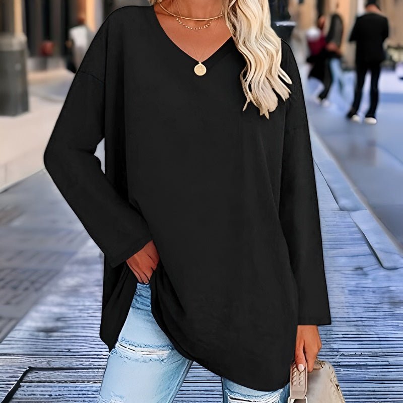 Modisches und leichtes V-Ausschnitt Sweatshirt für Damen - langarm