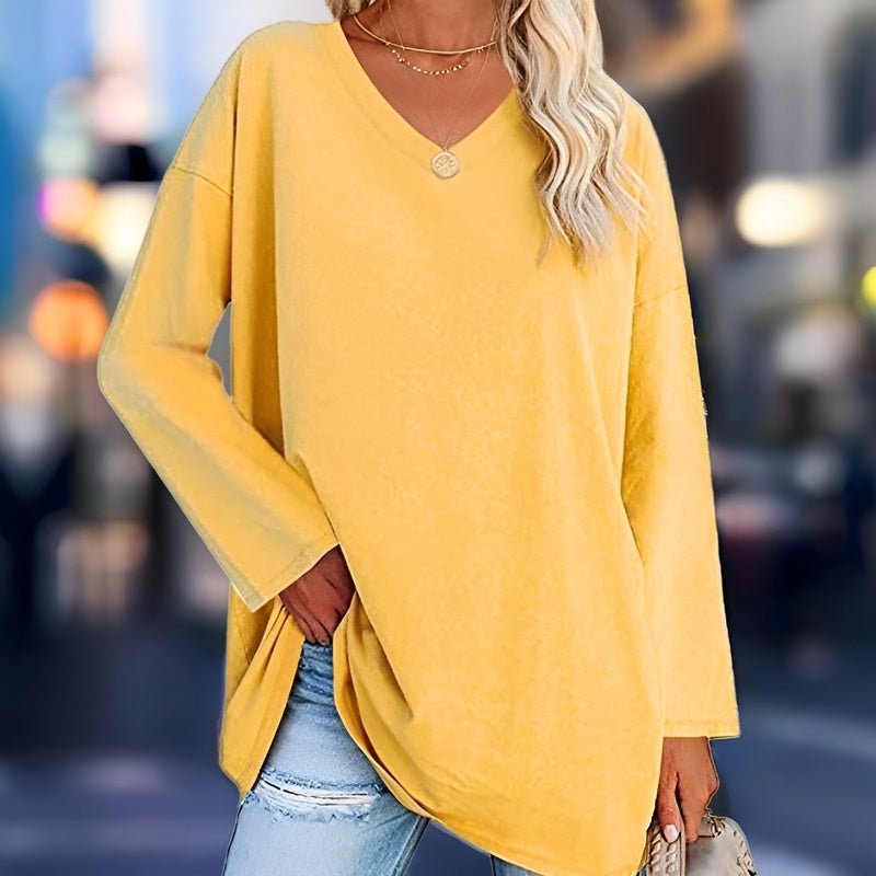 Modisches und leichtes V-Ausschnitt Sweatshirt für Damen - langarm