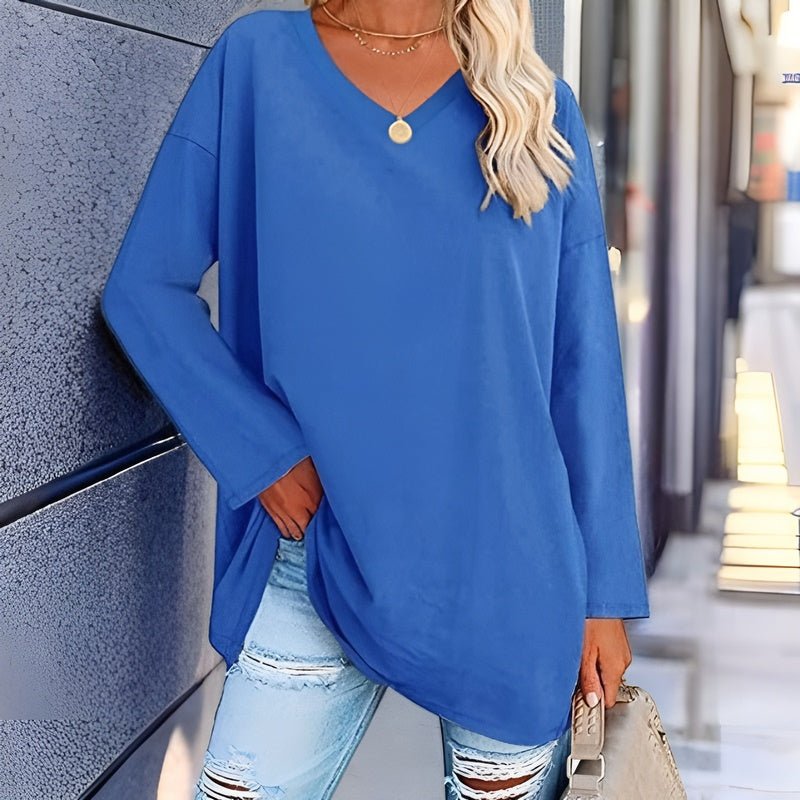 Modisches und leichtes V-Ausschnitt Sweatshirt für Damen - langarm