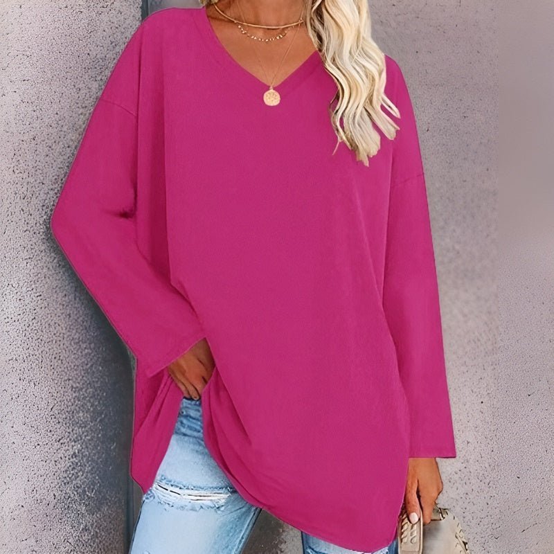 Modisches und leichtes V-Ausschnitt Sweatshirt für Damen - langarm