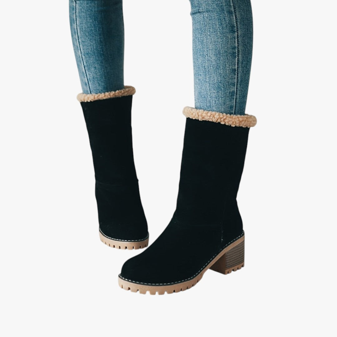 Damen Winterstiefel mit Futter und Absatz | Hohe Winterschuhe