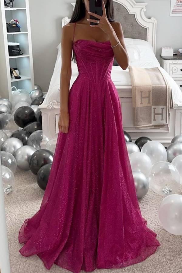 Damen Hochzeitsabendkleid mit Glitzer | Maxi