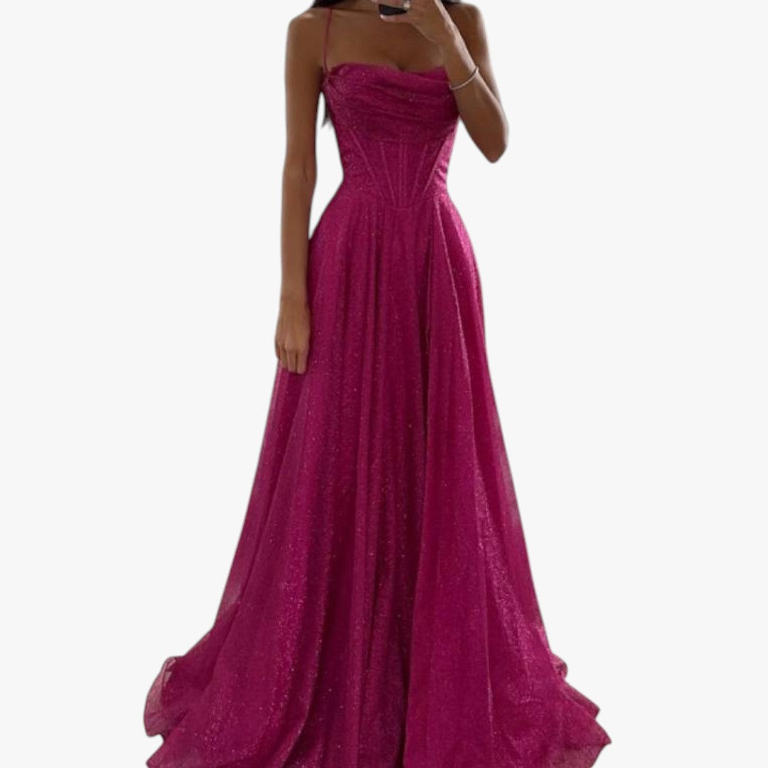Damen Hochzeitsabendkleid mit Glitzer | Maxi