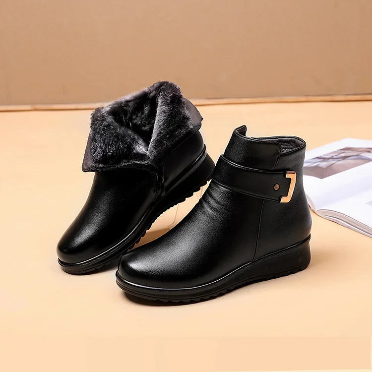 Damen-Stiefeletten mit Riemchen und Futter