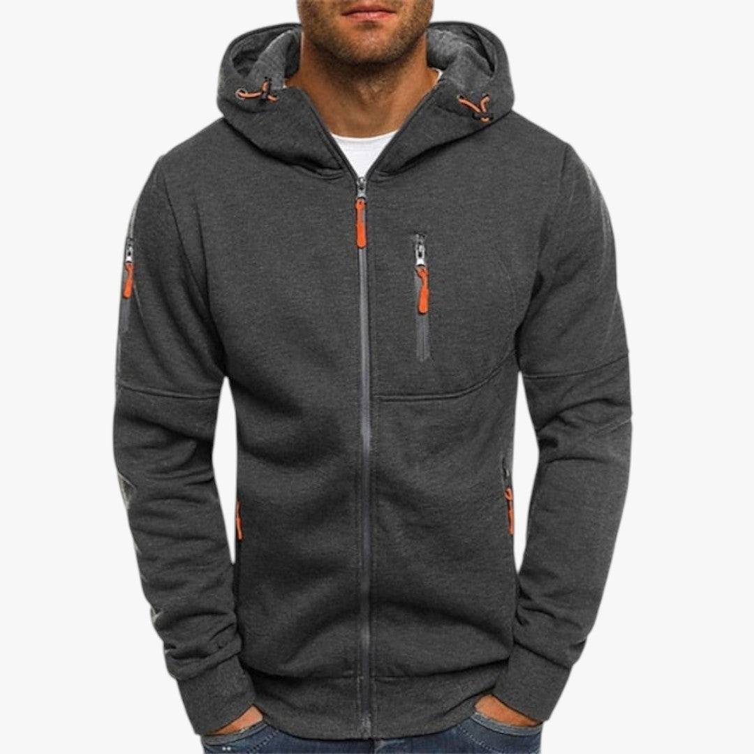 Herren Winterpullover mit Kapuze und Reißverschluss