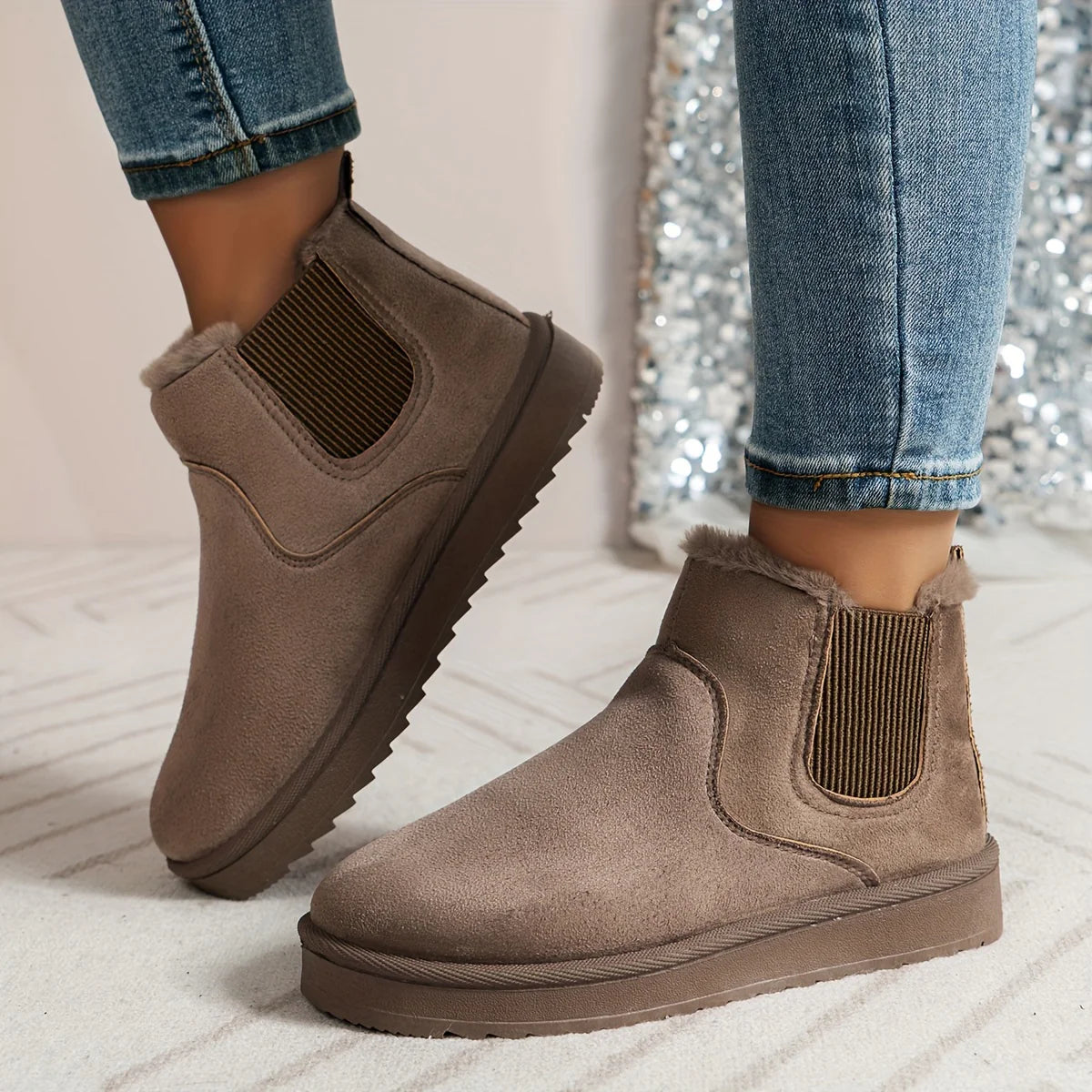 Damen Winterschuhe | Slip-On Stiefel Mit Elastischen Seitenteilen