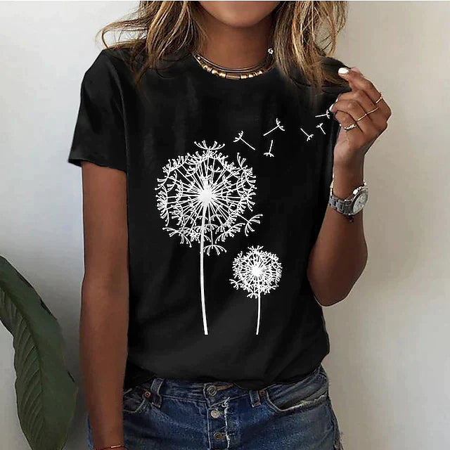 Damen Rundhals Sommer T-Shirt - kurze Ärmel