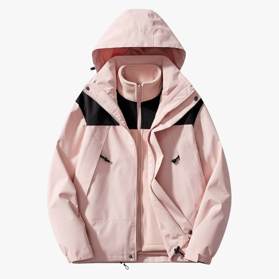 3-in-1 Winterjacke aus Fleece mit Kapuze für Damen | Kurz