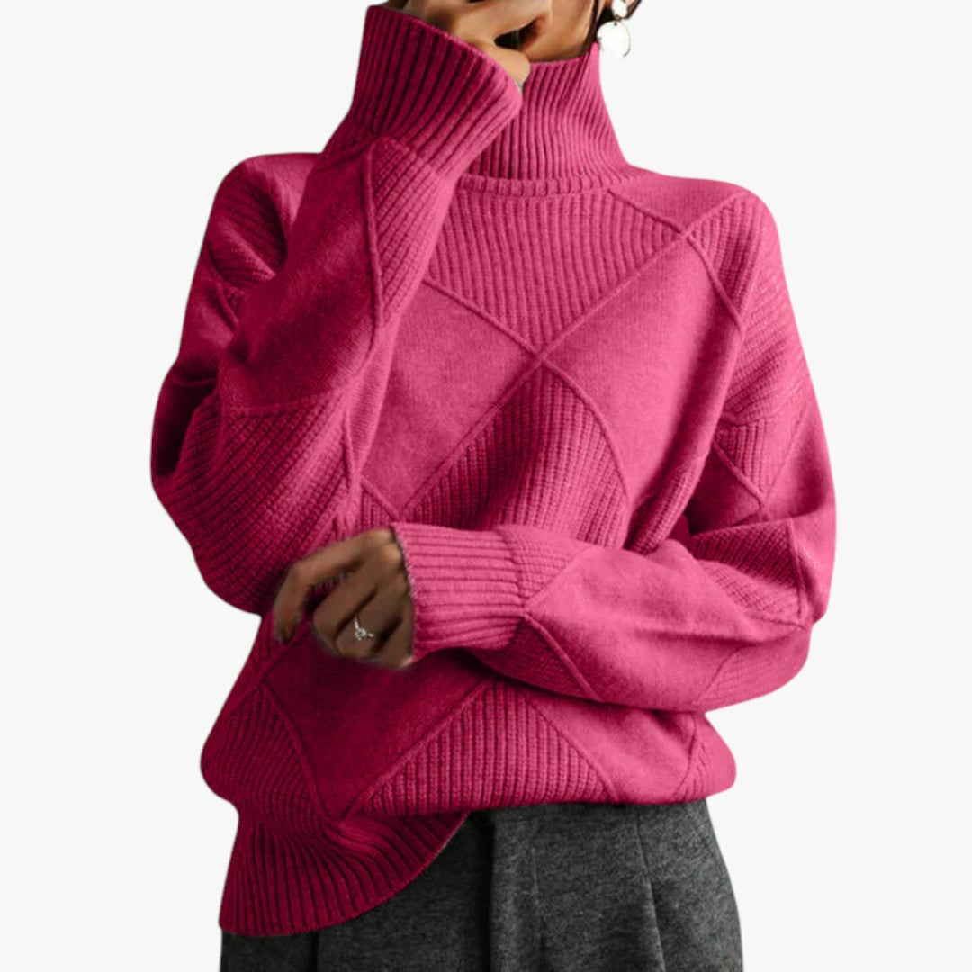 Damen Rollkragenpullover mit Karomuster in Übergröße