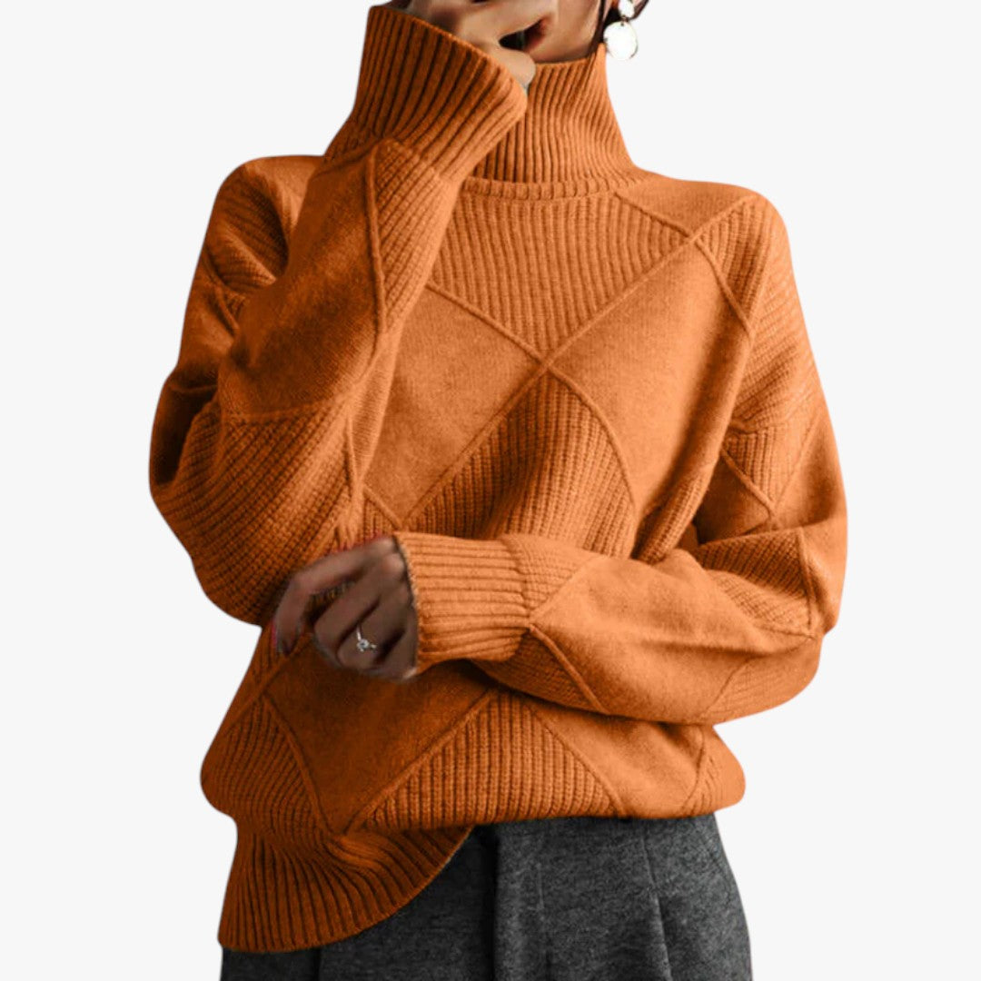 Damen Rollkragenpullover mit Karomuster in Übergröße