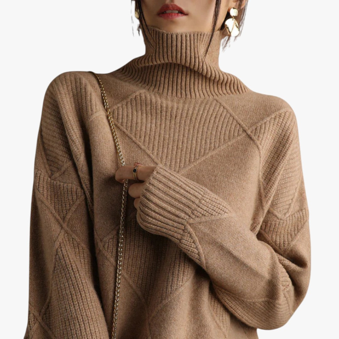 Damen Rollkragenpullover mit Karomuster in Übergröße