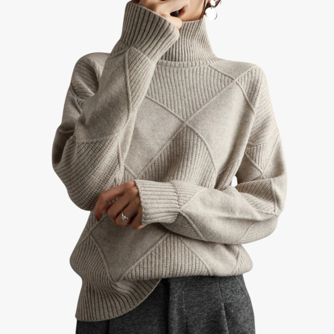 Damen Rollkragenpullover mit Karomuster in Übergröße