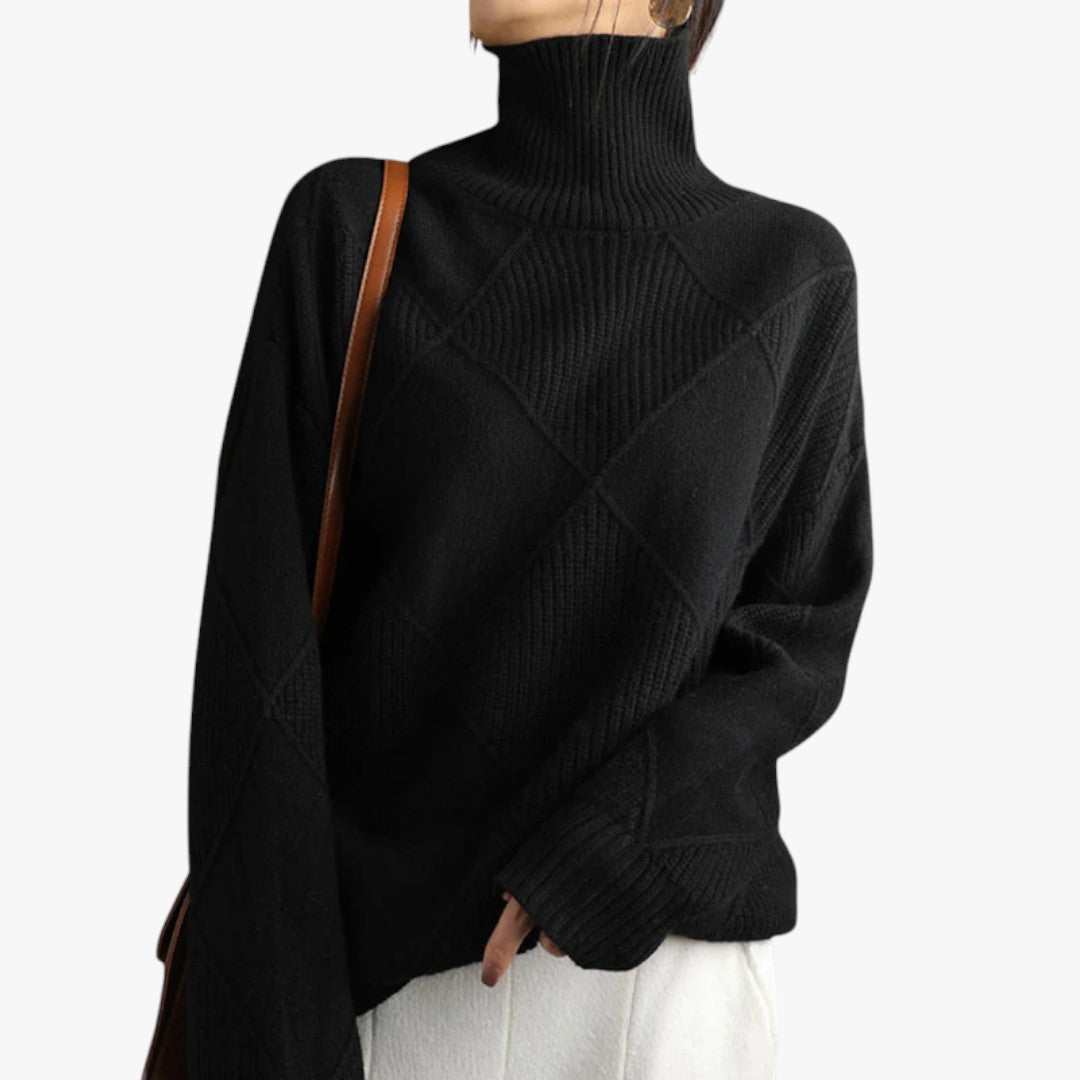 Damen Rollkragenpullover mit Karomuster in Übergröße