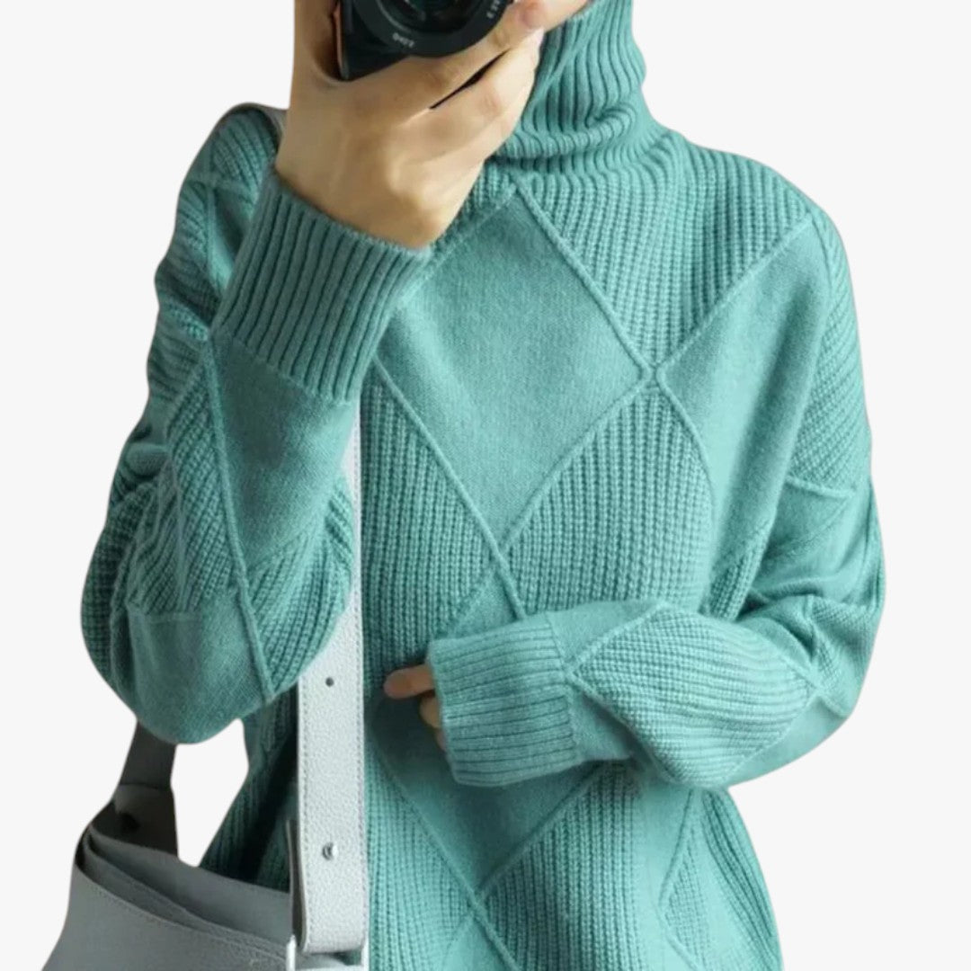 Damen Rollkragenpullover mit Karomuster in Übergröße