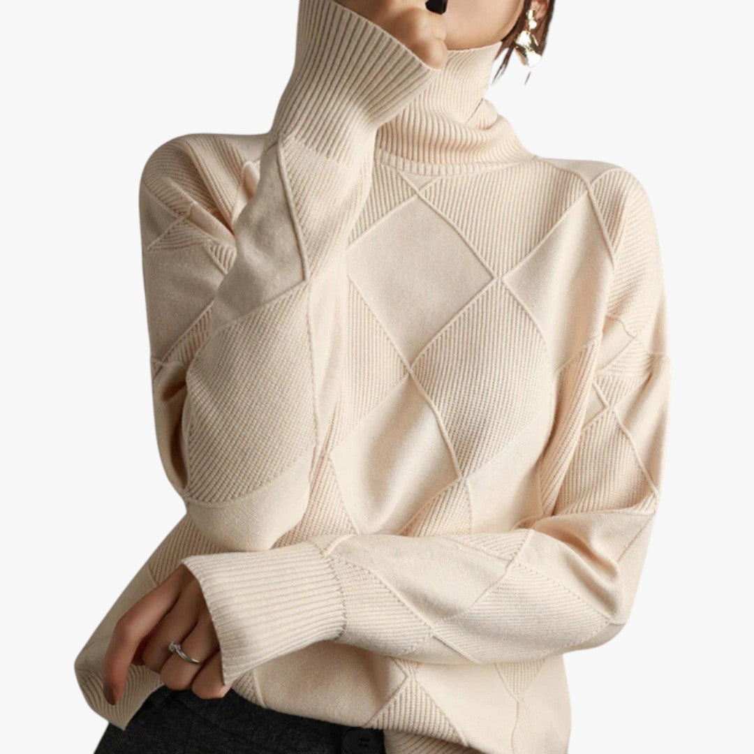 Damen Rollkragenpullover mit Karomuster in Übergröße