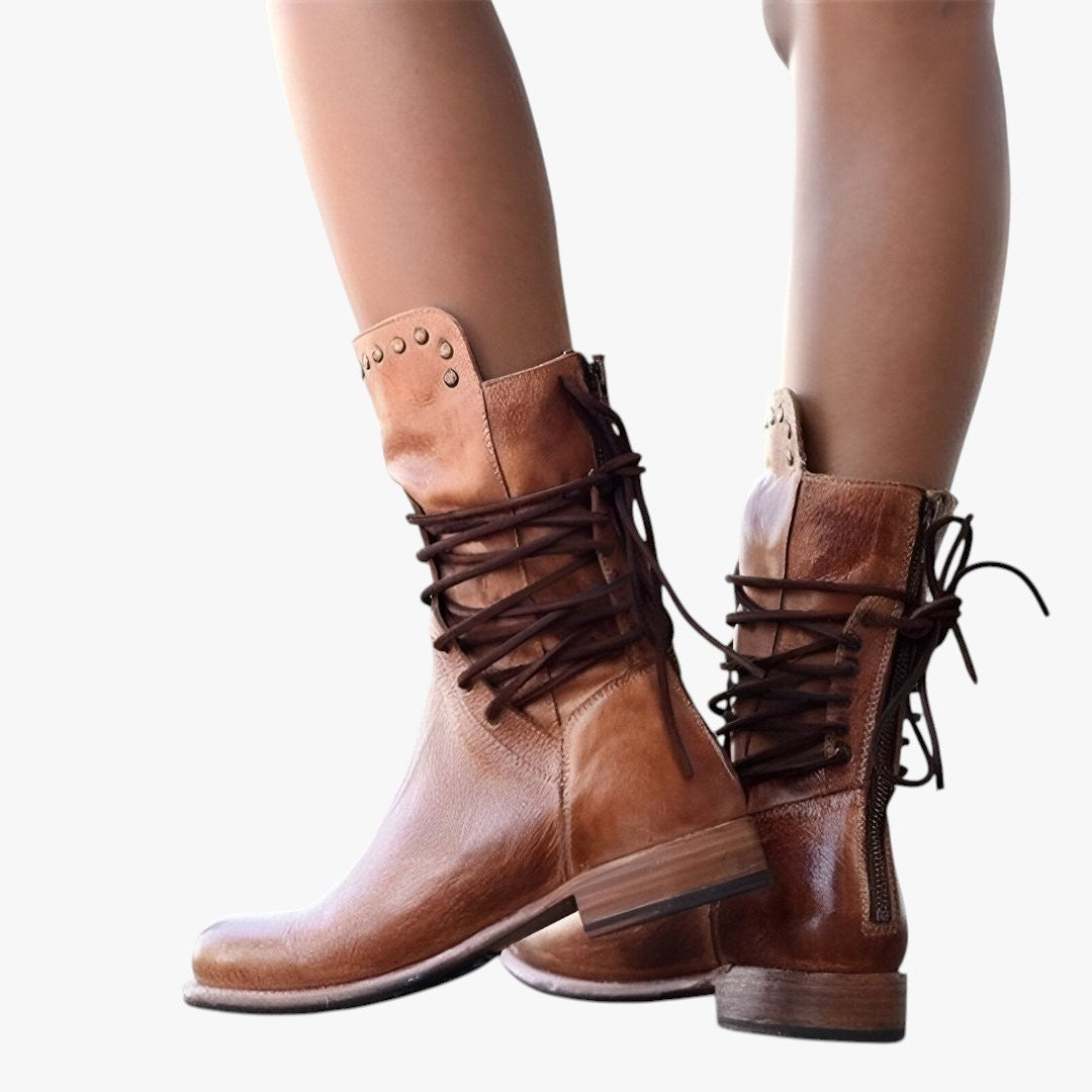 Damen Winterstiefel | Hohe Schuhe mit Schnürung