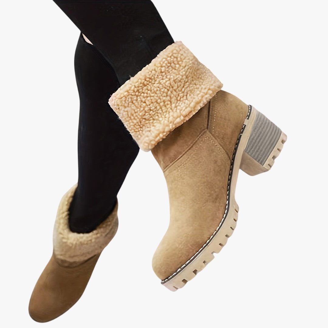 Damen Winterstiefel mit Futter und Absatz | Hohe Winterschuhe