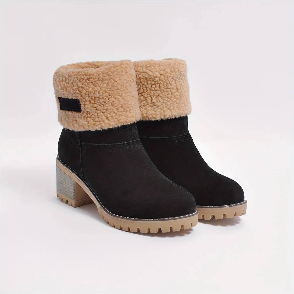 Damen Winterstiefel mit Futter und Absatz | Hohe Winterschuhe