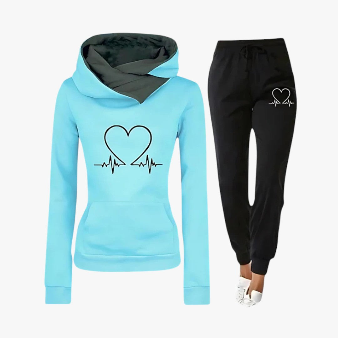 Damen Winterset mit Herzprint | Hoodie & Hose
