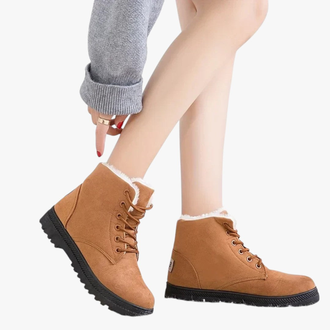 Gefütterte Damen Winterstiefel mit Schnürung | Hohe Schuhe