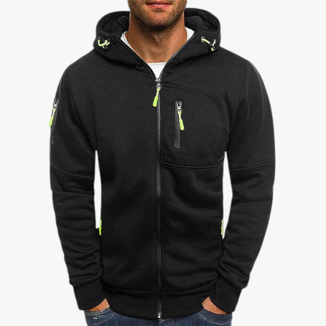 Herren Winterpullover mit Kapuze und Reißverschluss