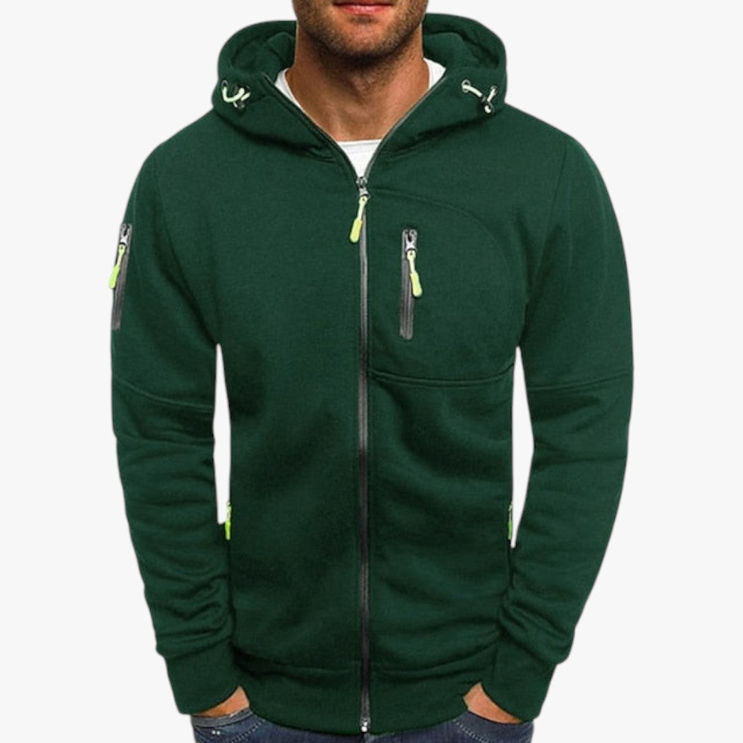 Herren Winterpullover mit Kapuze und Reißverschluss