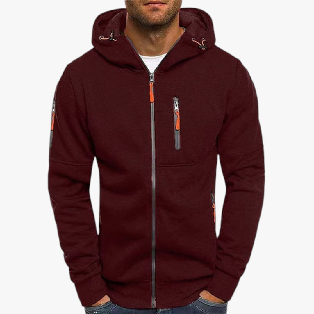 Herren Winterpullover mit Kapuze und Reißverschluss