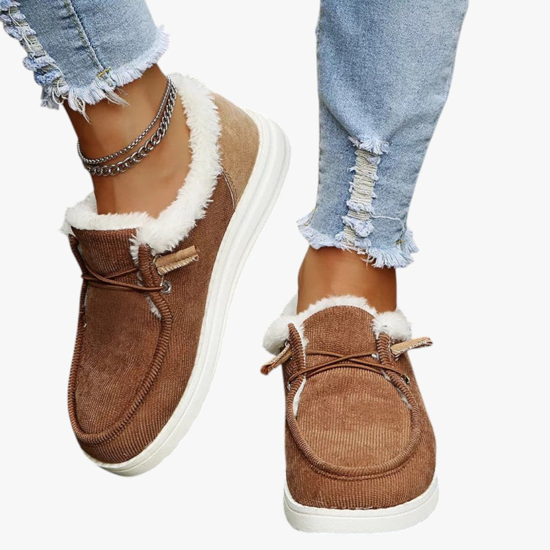 Damen Slip-On Winterschuhe mit Futter und Schnürung