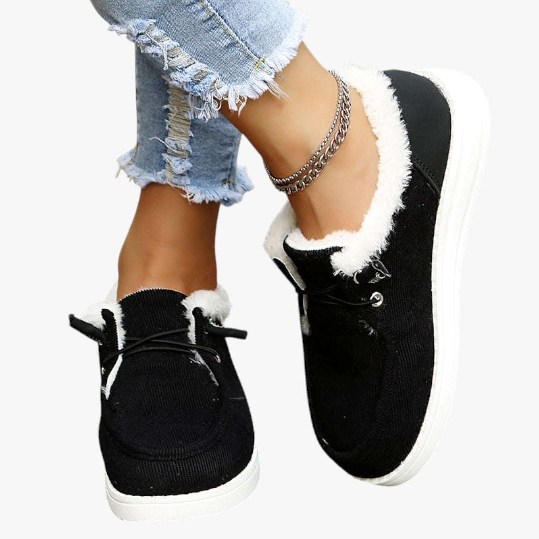 Damen Slip-On Winterschuhe mit Futter und Schnürung