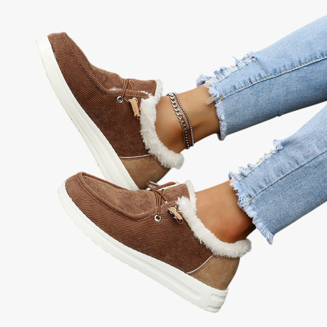 Damen Slip-On Winterschuhe mit Futter und Schnürung