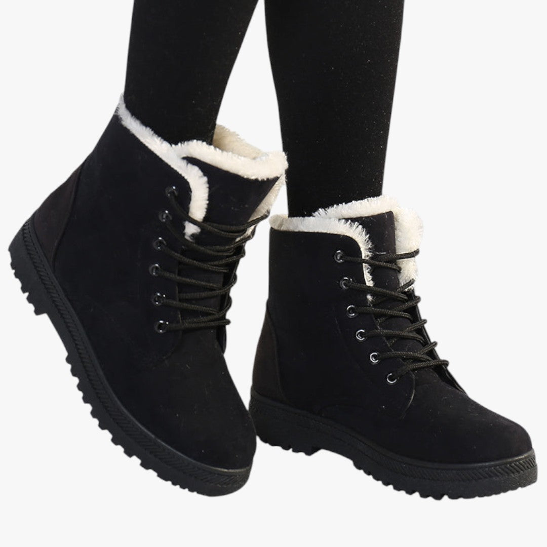 Gefütterte Damen Winterstiefel mit Schnürung | Hohe Schuhe