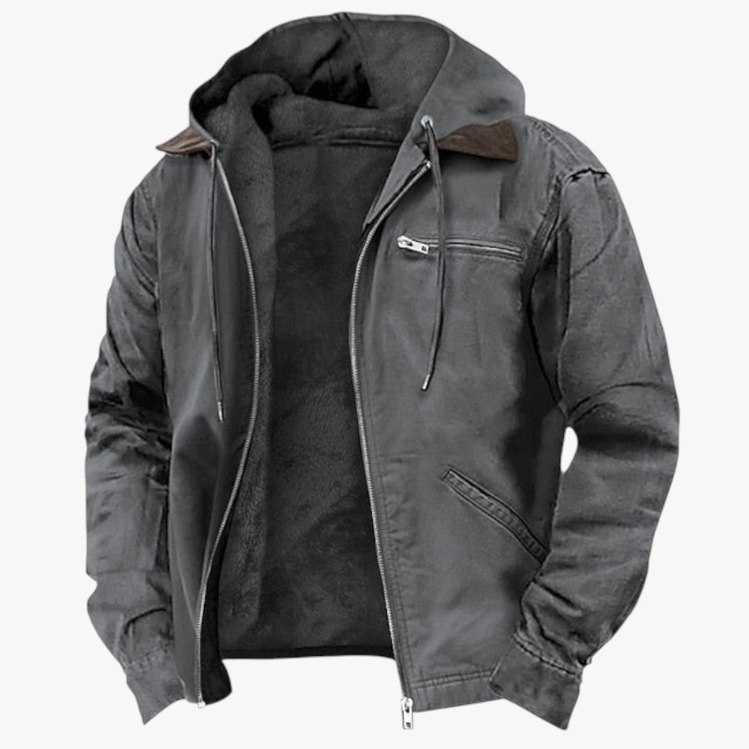 Herren Winterjacke mit Kapuze und Reißverschluss | Kurz