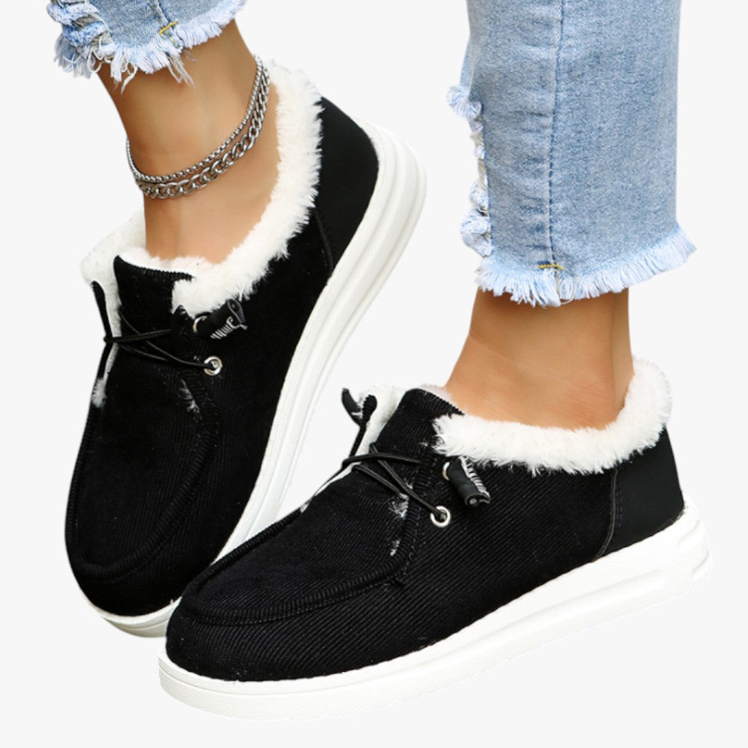 Damen Slip-On Winterschuhe mit Futter und Schnürung