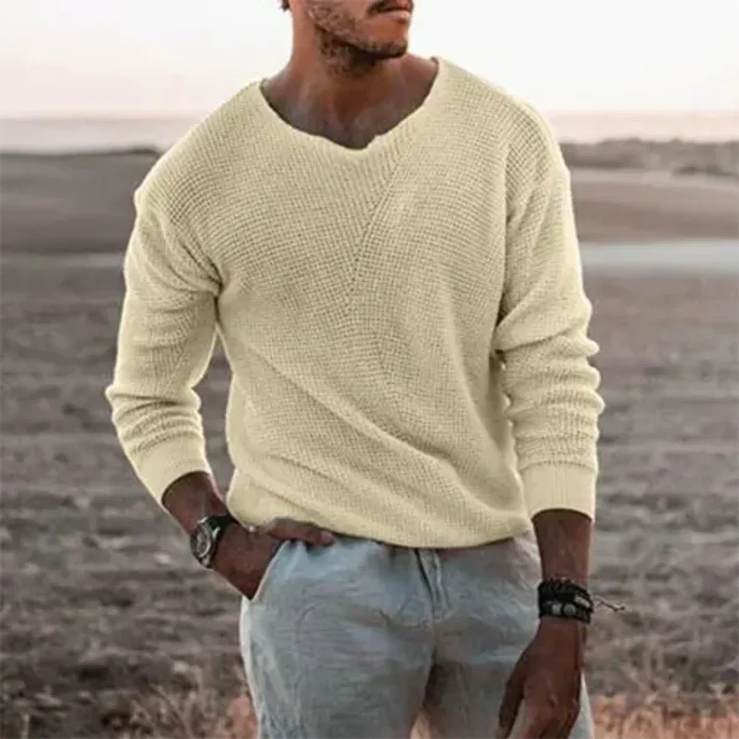 Herren Strickpullover mit weitem Hals