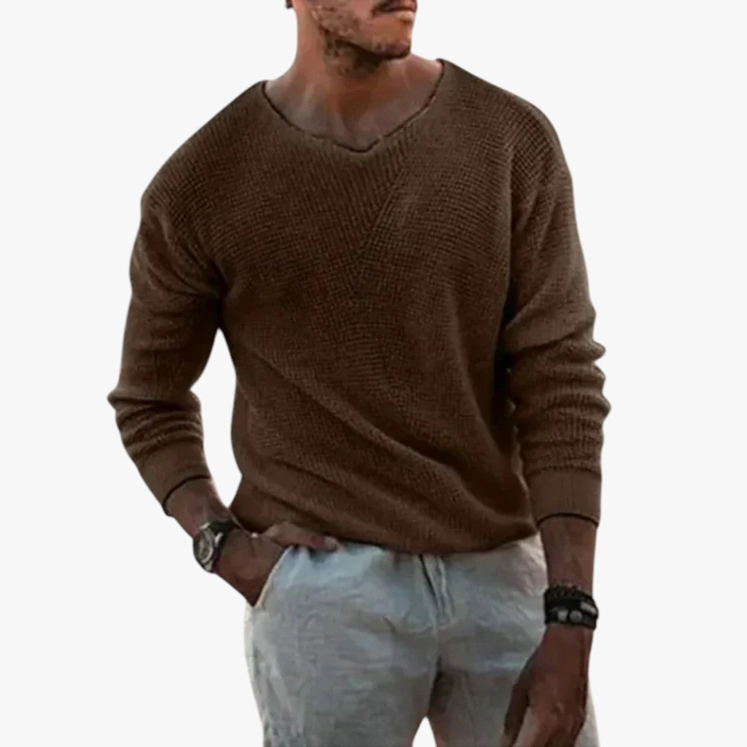 Herren Strickpullover mit weitem Hals