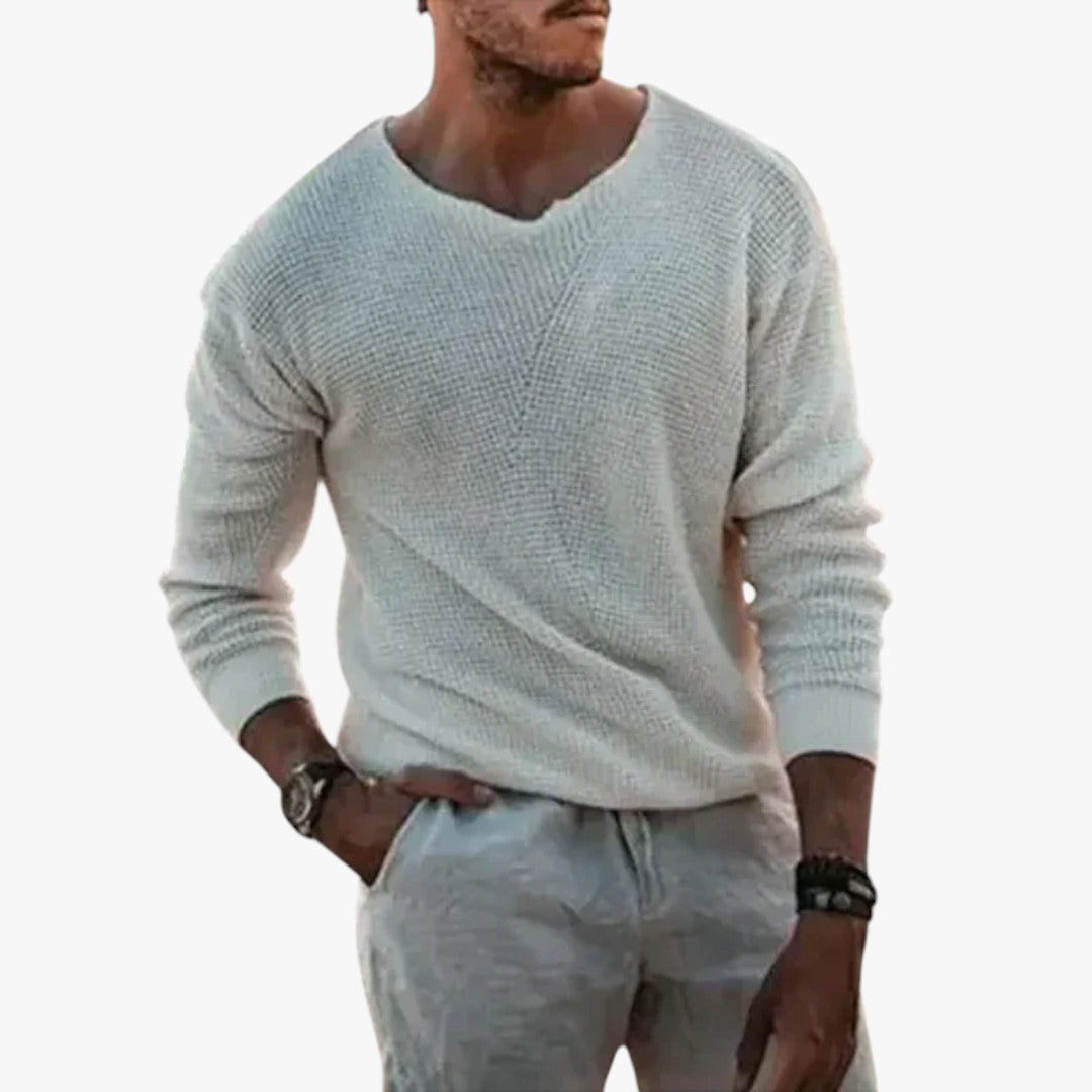 Herren Strickpullover mit weitem Hals