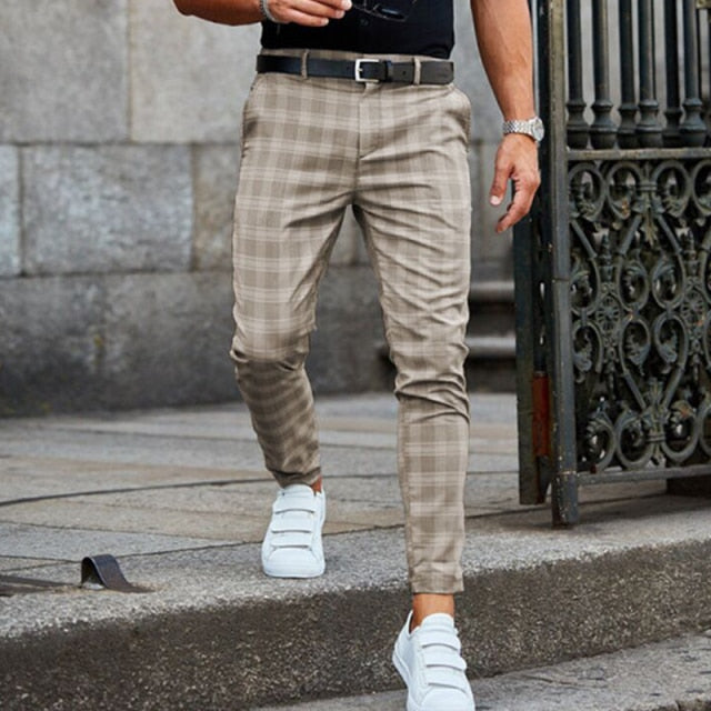 Herren karierte Slim-Fit Hose | Modisch und bequem