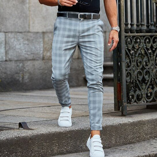 Herren karierte Slim-Fit Hose | Modisch und bequem