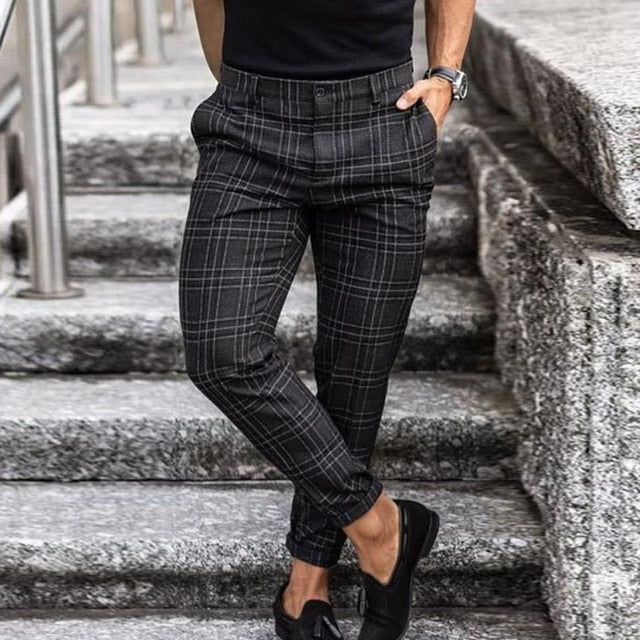 Herren karierte Slim-Fit Hose | Modisch und bequem