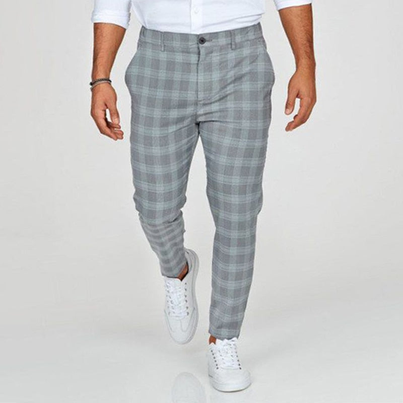 Herren karierte Slim-Fit Hose | Modisch und bequem