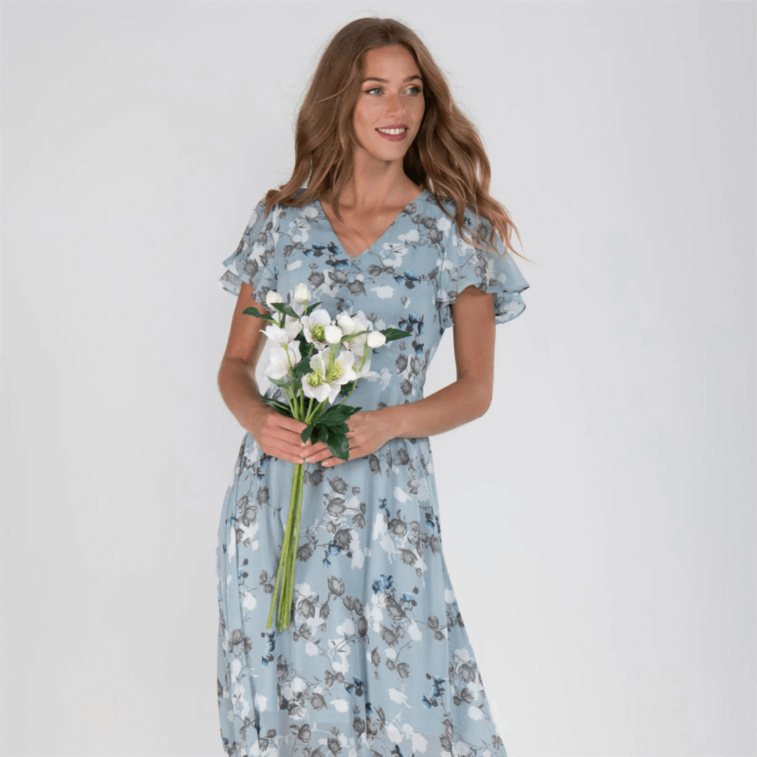 Damen Sommer Formelles Blumen Hochzeitsgast Maxi Kleid