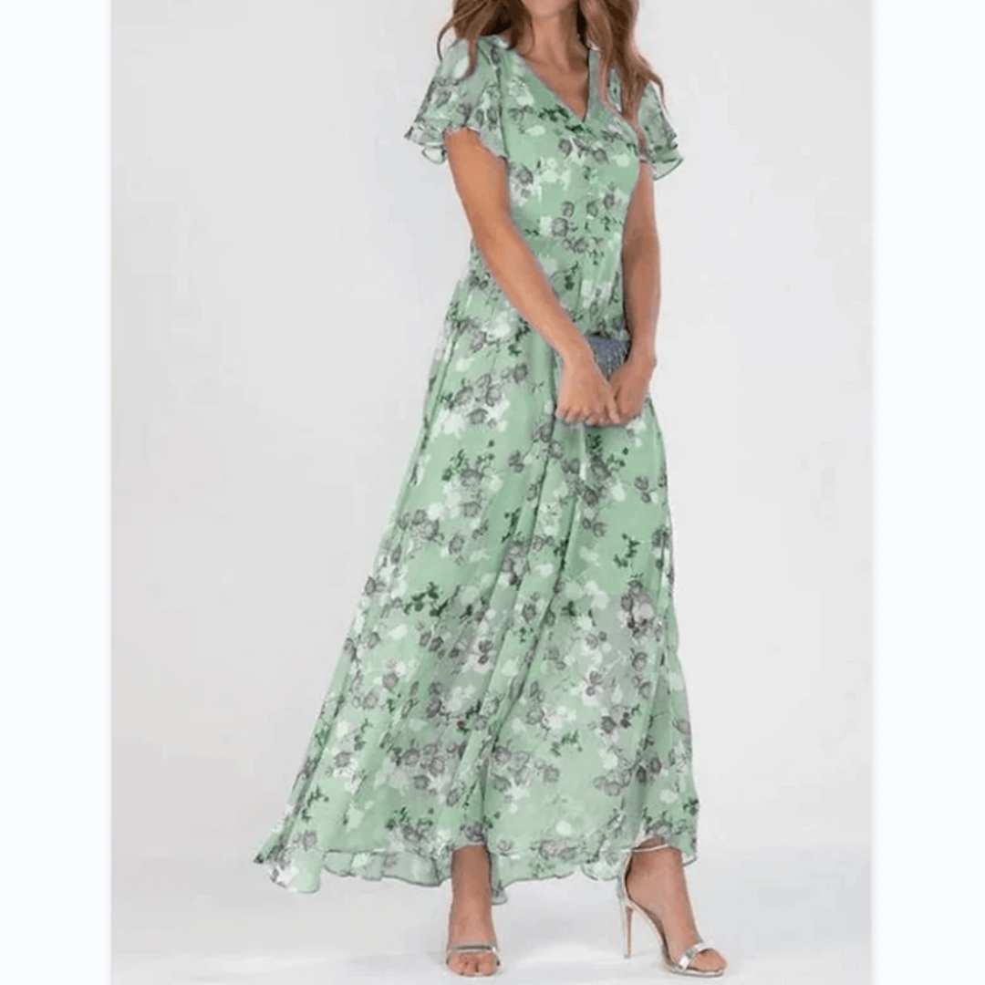Damen Sommer Formelles Blumen Hochzeitsgast Maxi Kleid