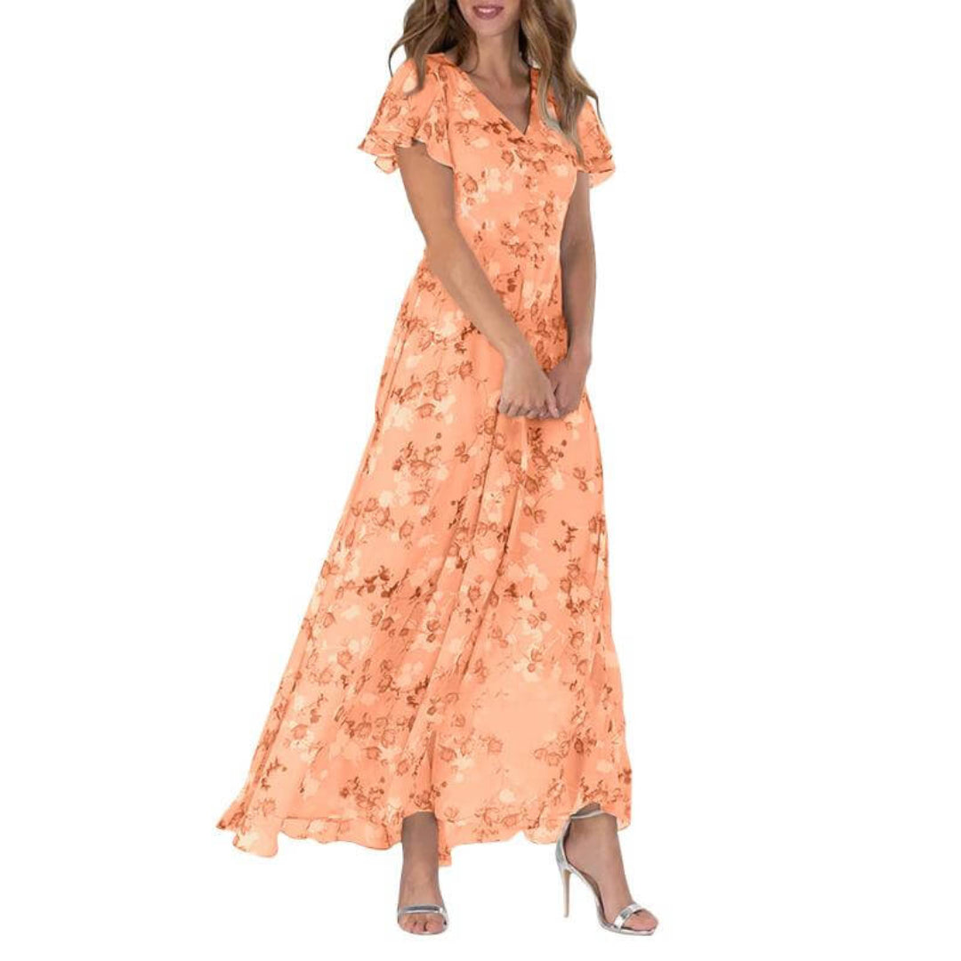 Damen Sommer Formelles Blumen Hochzeitsgast Maxi Kleid